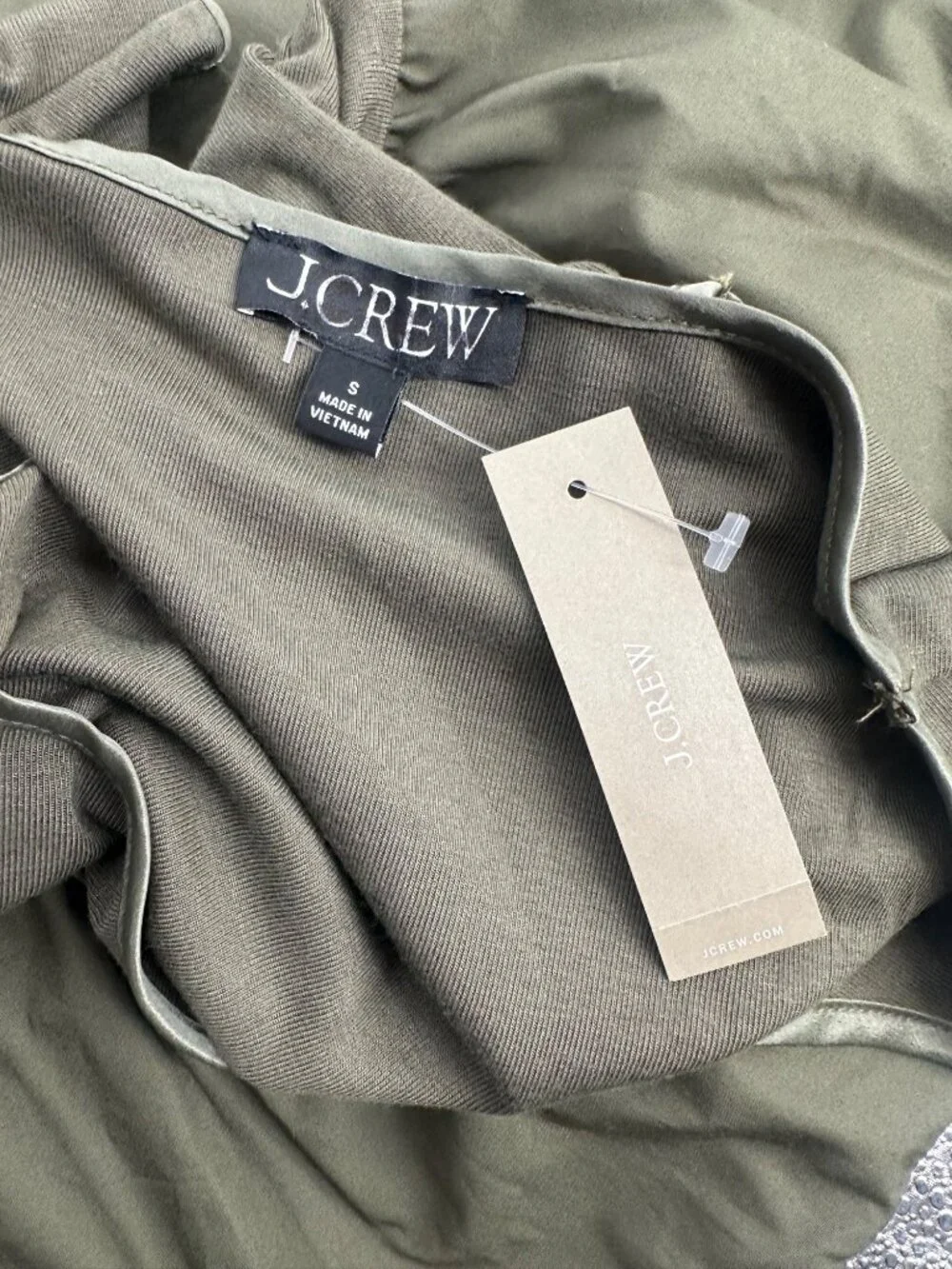 J.Crew Dress Small Green Dark Capers Scoopneck Mixy Maxi Minimalist Preppy NWT